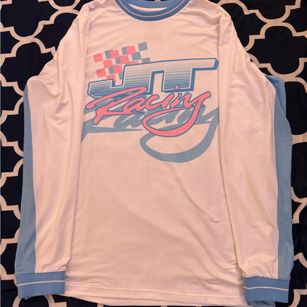 Men's Long Sleeve Tee - White and Blue